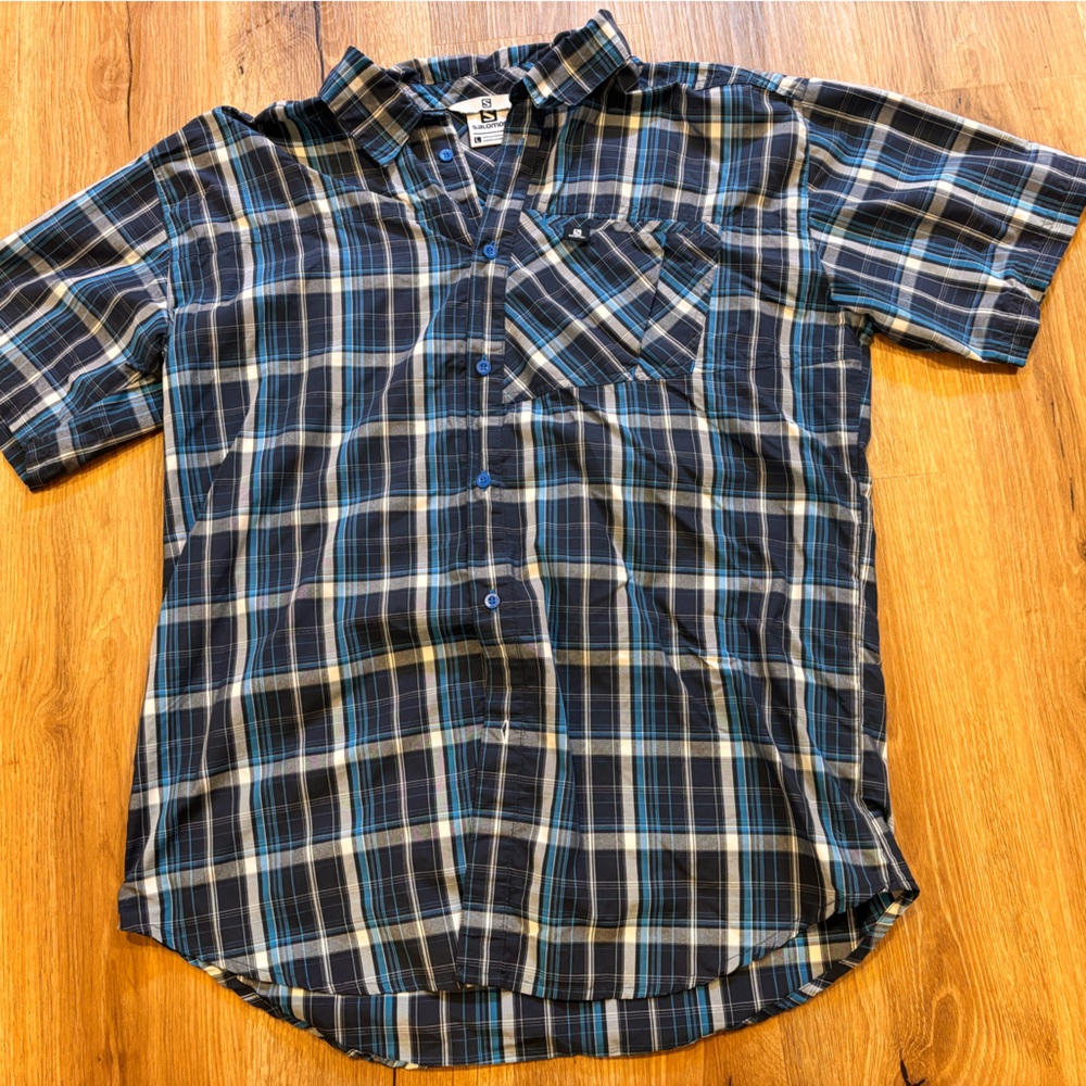 Salomon Navy and Light Blue Plaid Shirt